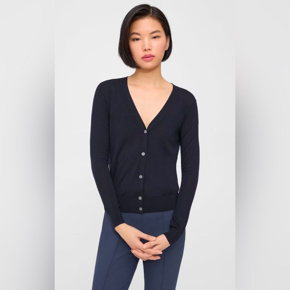 Ralph Lauren Rugby Navy 100% Linen V-Neck Cardigan, size XS
